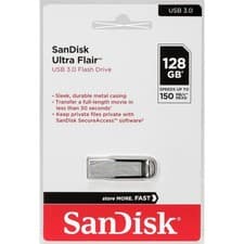 Image of SanDisk SDCZ73-128G-G46 Ultra Flair 128GB USB 3.0 Flash Drive - Aluminium