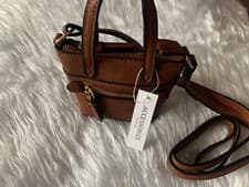 Image of Accessorize Brown Mini Crossbody Bag With Front Zip Pocket BRAND NEW