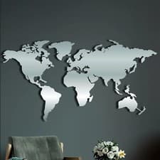 Image of Metal World Map Continents,Wall Art,Home Office Decoration,Mix Color,Living Room