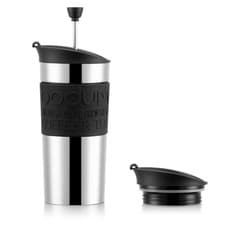 Image of Bodum Travel Press Set Small Stainless Steel Coffee Maker Black 350 ml