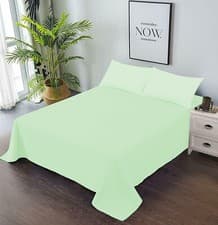 Image of 1000 TC Egyptian Cotton Flat Sheet+2 Pillow Case Solid Colors UK Sizes