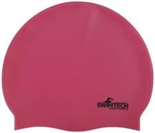 Image of SWIMTECH ADULT SILICONE SWIMMING CAP SWIMCAP ANTI-CHLORINE BLACK BLUE RED PURPLE