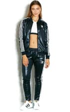 Image of US:4 adidas Originals Women's Wet-look SUPERGIRL TRACKSUIT Blk/Wht LAST 1