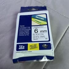 Image of Genuine Brother TZe-211 6mm x 8m Black On White Laminated Tape