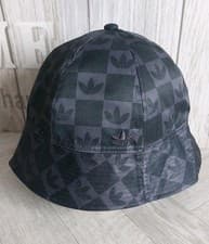 Image of Adidas Originals Mens L Grey Black Trefoil Monogram Festival Recycled Bucket Hat