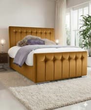 Image of Diana Diamond Upholstered Fabric Bed Frame Luxury Modern Velvet Design UK Style