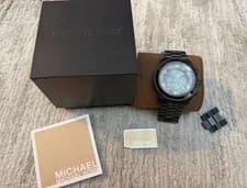 Image of Michael Kors Men's MK8157 Runway Black Chronograph Watch + Box