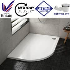 Image of 900 x 760mm Left Hand Offset Quadrant Stone Resin Shower Tray with Waste