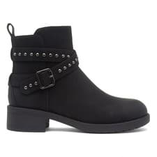 Image of Lilley Womens Boots Black Adults Ladies Ankle Buckle Studs Zip Up SIZE