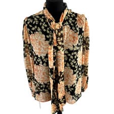 Image of Mint Velvet Orange Floral Print Blouse Size: Large. Brand New with Tags RRP £89