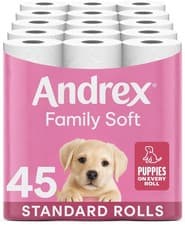 Image of Andrex Family Soft Toilet Tissue 45 Rolls Previously Andrex Gentle Clean Gent...