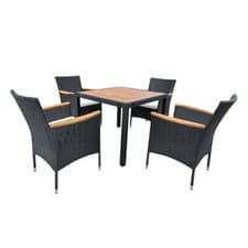 Image of 4 Seater Rattan Garden Furniture Set Dining Table Stackable Chairs Outdoor Patio
