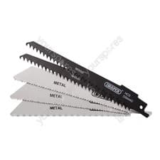 Image of Draper Assorted Reciprocating Saw Blades for Multi-Purpose Cutting, 150mm (Pack 