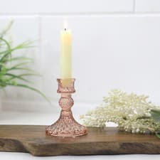 Image of Coloured Glass Candle Holders Table Centrepiece Decorative Stand Pink Blue Green