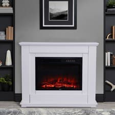 Image of White 1.8KW Electric Fire Inserted Fireplace Heater MDF Surround Suite Remote