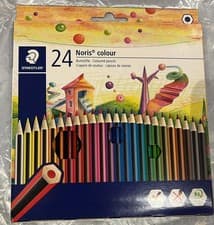 Image of Staedtler Noris Colour 24 Pack Assorted Colouring Pencils Set NEW FREE P&P