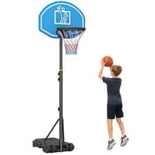 Image of HOMCOM Adjustable Basketball Hoop Stand w/ Wheels and Weight Base, Blue