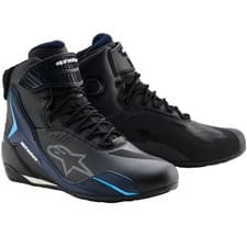 Image of Alpinestars Faster-4 Drystar Motorcycle Boots Shoes - Black / Night Navy / Cyan