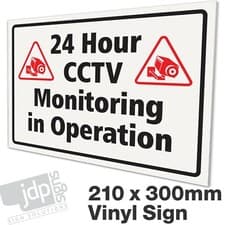 Image of 24 HOUR CCTV MONITORING IN OPERATION - EXTERNAL 3MM RIGID PVC SIGN 210x300MM