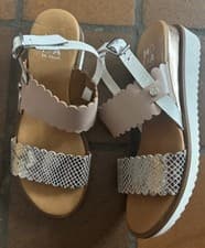 Image of Moda in Pelle Navello Sandal BLACK & GOLD SNAKE 37 uk size 4 new