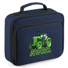 Image of Personalised Boys Tractor Lunch Bag Custom Name Farming Design School Lunchbox