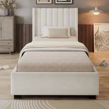 Image of 3ft Velvet Upholstered Single Bed Frame w/ 4 Drawers Storage & Slats for Teens