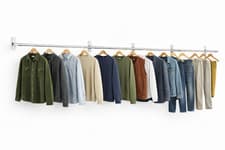 Image of 32mm Wall Mounted Clothes Rail Chrome Garment Hanging Bar Retail/Home Display