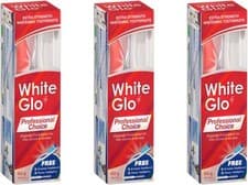 Image of 3 x 150ml WHITE GLO Extra Strength Whitening Toothpaste Professional Choice
