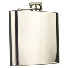 Image of Hip Flask 6oz High Polish Stainless Steel Hip Flask Gift Mothers Day Gin Vodka