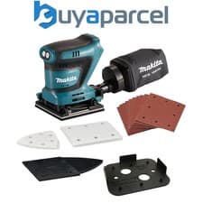 Image of Makita DBO480Z 18v LXT 114mm Detail 1/4 Sheet Finishing Palm Sander + 22 Sheets
