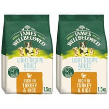 Image of James Wellbeloved Adult Dog Light Turkey & Rice, 1.5kg Healthy Weight Food Diet