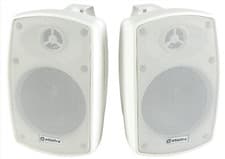 Image of Outdoor Garden Speakers Pair Weatherproof IP44 Rated Music summer Black White