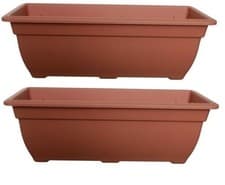 Image of 2 x Bell Trough Bell Planter Plant Pot 50cm Plastic Terracotta Colour Garden Pot