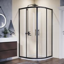 Image of Black Frame Quadrant Shower Enclosure And Tray 800/900/1000/1200mm Glass Cubicle