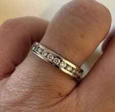 Image of 18ct White Gold Channel Set 11 Diamond Half 3mm Eternity Ring Size M 1/2 - 4.5g