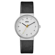 Image of Braun Classic Quartz White Dial Black Leather Strap Ladies Watch BN0031WHBKL