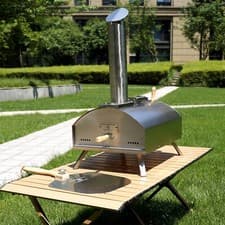 Image of Outdoor Pizza Oven Wood Fired Stainless Steel FREE Rain Cover Pizza Peel & Stone