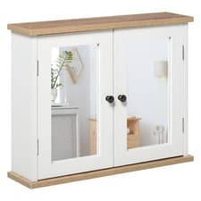 Image of kleankin Bathroom Mirror Cabinet Wall Mounted Storage Cupboard W/ Double Door