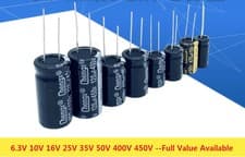 Image of Electrolytic Capacitor Radial 10v 16v 25v 35v 63v 100v mfd Packs 10 25 50 105°C