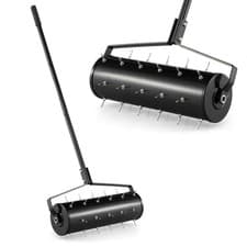 Image of 53cm Lawn Aerator Roller with 3 Rows Steel Spikes for Garden Yard Farm