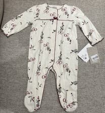 Image of Mamas & Papas White Winter Berry Print Sleepsuit Age 6-9 Months - New with tags