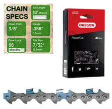 Image of 18" OREGON 73LPX068 Chainsaw Chain 3/8" .058" 1.5mm 73LPX068E 73LPX068X