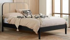 Image of Black Rattan Wood Wooden Curved Bed Frame,Bedstead.4ft6 double,5ft King,6ft