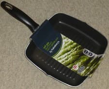 Image of SAINSBURY'S, Black Aluminium Non-Stick 24cm GRIDDLE PAN (Gas/Electric) - NEW