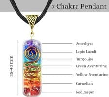 Image of 7 Chakra Pendant Natural Healing Crystal Necklace Jewelry Unisex Orgone Point