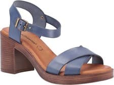 Image of Hush Puppies Georgia Blue Sandal Ladies Summer Smooth Leather