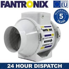 Image of Inline Extractor Fan 100mm 125mm 150mm Mixed Flow Vent Timer