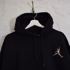 Image of Biggie x Jordan Mic Slam Dunk Hip Hop BIG Black Hooded Sweatshirt Top by AF