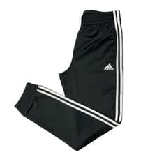 Image of Adidas Youth Tricot Tapered 3-Stripes Training Track Black Pants Large 14/16