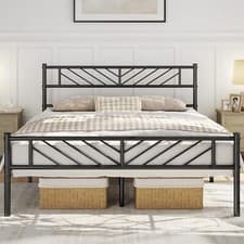 Image of 3ft/4ft6/5ft Strong Metal Bed Frame with Headboard & Footboard Heavy Duty Base